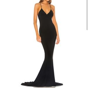 NORMA KAMALI Low-Back Slip Mermaid Fishtail Gown Black Size Small